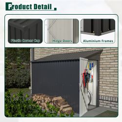 4' x 8' Metal Outdoor Storage Shed, Lean to Storage Shed, Garden Tool Storage House with Lockable Door and 2 Air Vents for Backyard, Patio, Lawn,Black