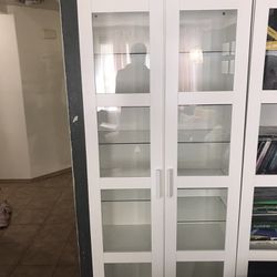 IKEA White BRIMNES Storage combination With Glass Doors