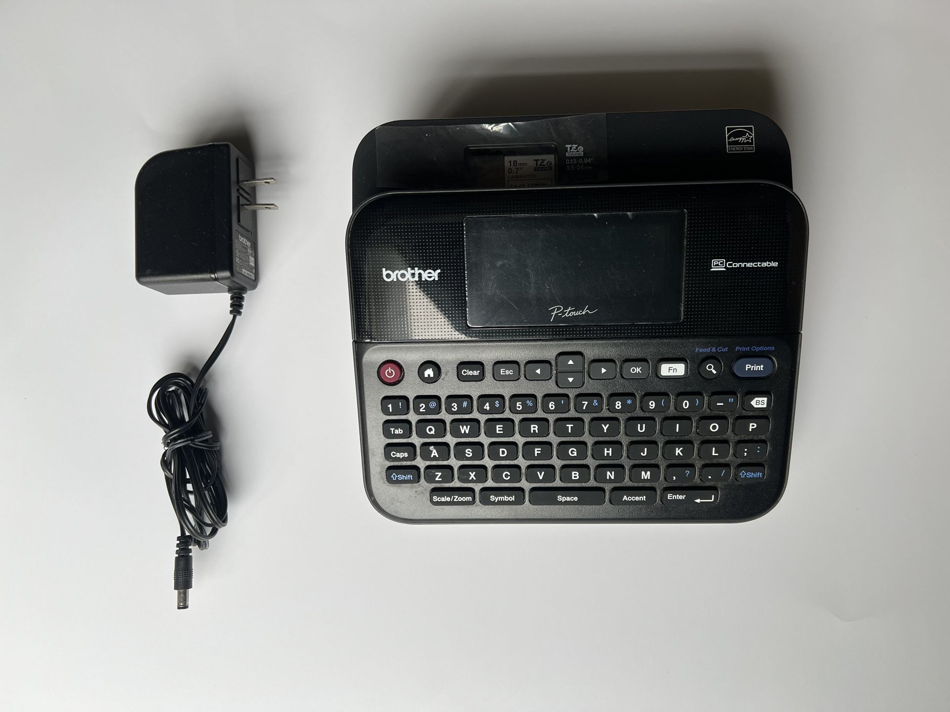 Brother P-Touch PTD600 Label Maker W/ Adapter Black/Gray