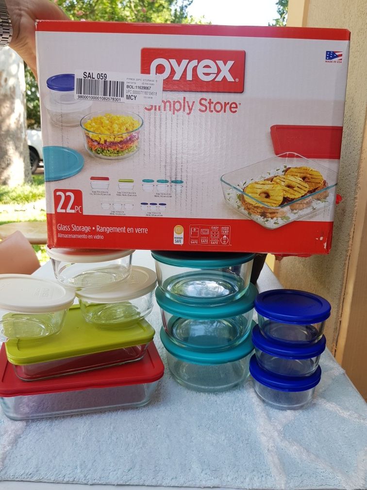 PYREX 22 PIECES NEW ! CONTENEDORES 22 PIEZAS!!