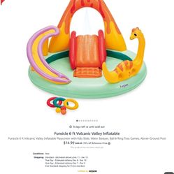 Funsicle 6 ft Volcanic Valley Inflatable Playcenter with Kids Slide, Water Sprayer, Ball & Ring Toss Games (new)