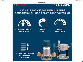12 Amp 2-1/4 Horse Power Router Kit