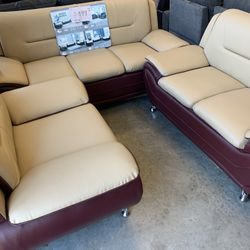 Leather 3 Pcs Living Room Set 