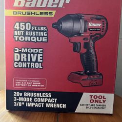Bauer 20V Brushless 3/8” Impact Wrench – 450 ft-lbs (NEW, Tool Only)