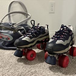 Skechers 4 Wheelers Roller Skates - Size 7.5 (Navy Blue & Pink)   Selling for $70 (Includes Carry Bag!)   
