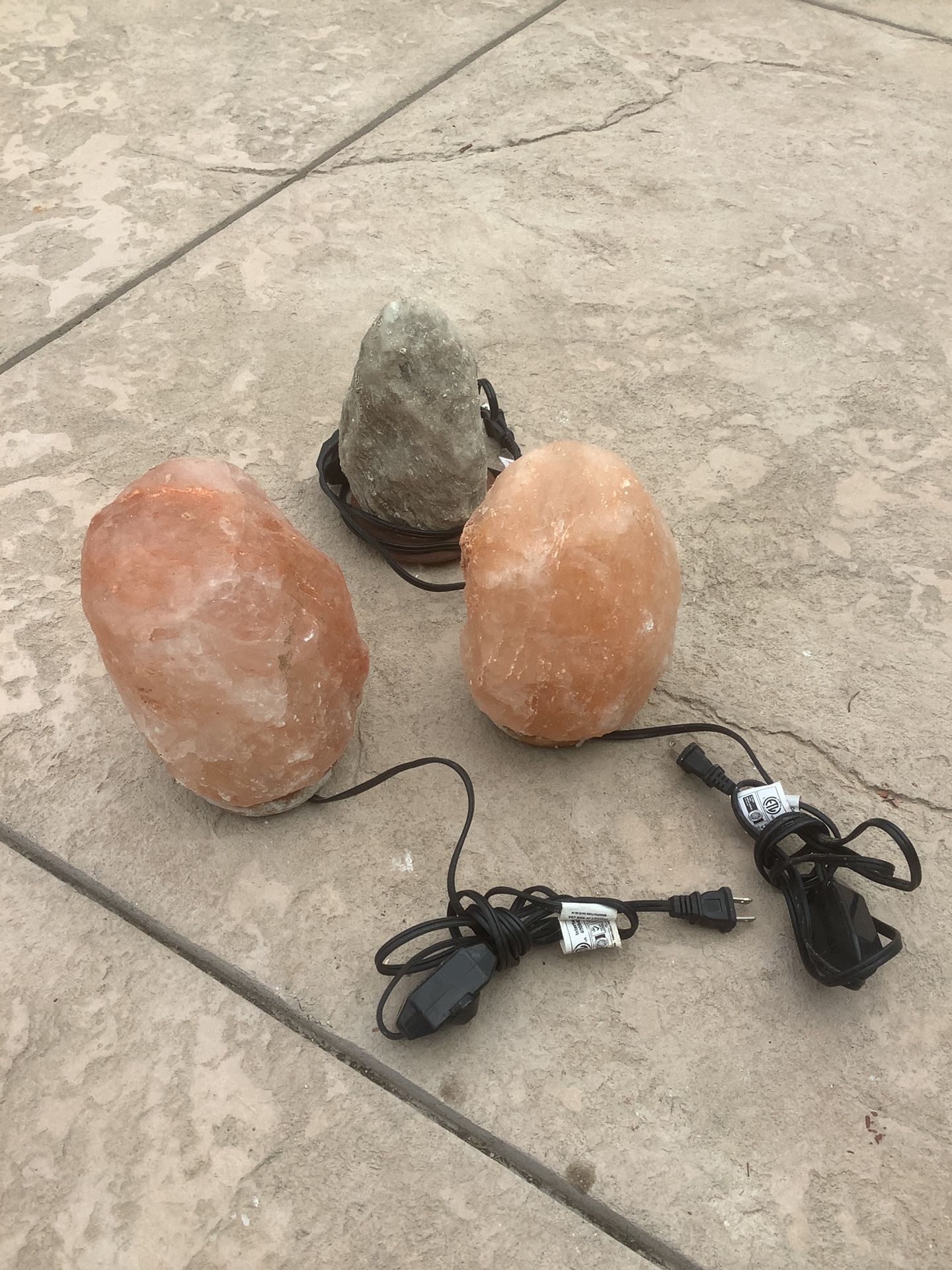 Lot Of 3 Light Up Salt Rocks