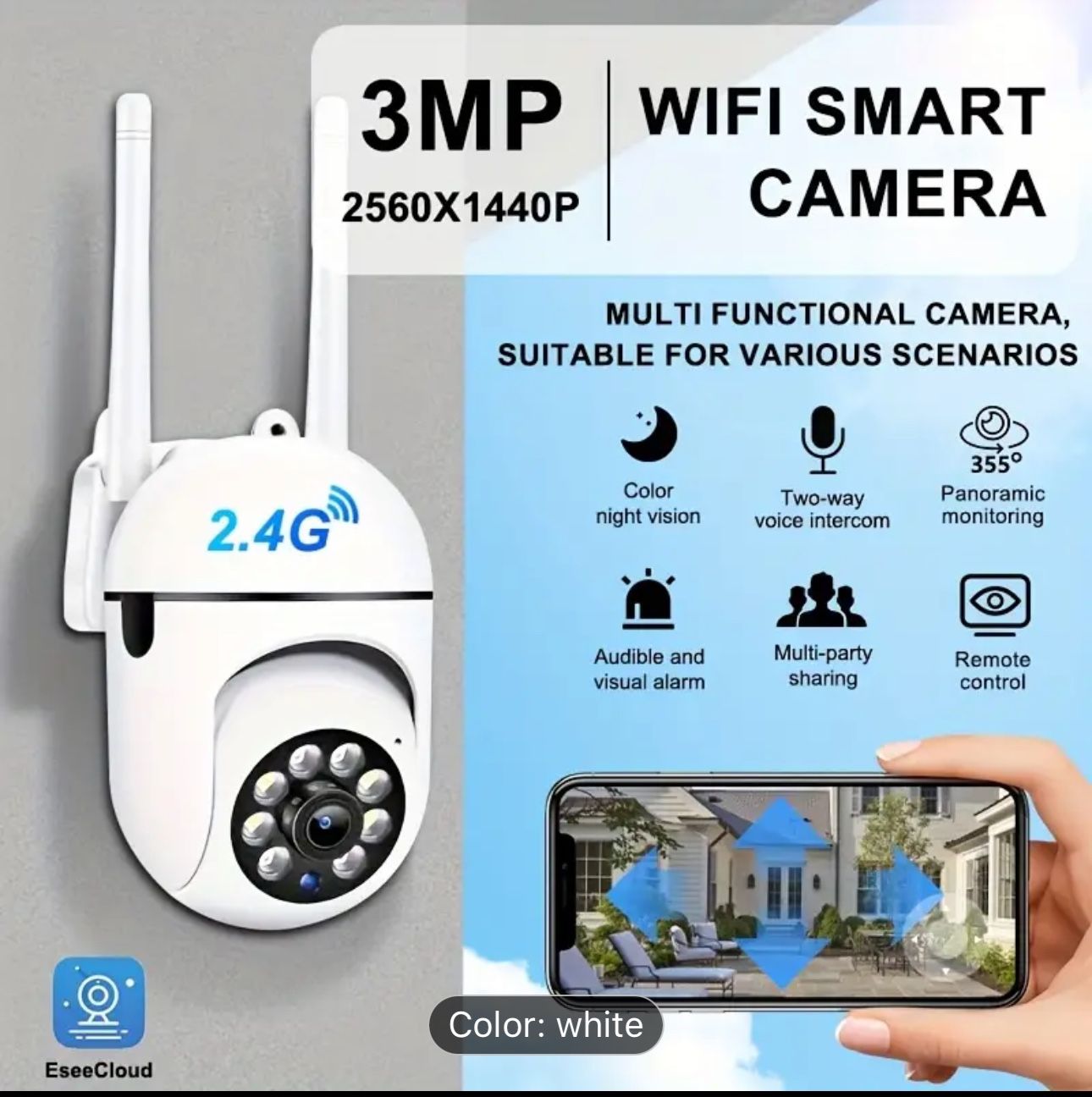 3MP HD WiFi Smart Home Security Camera