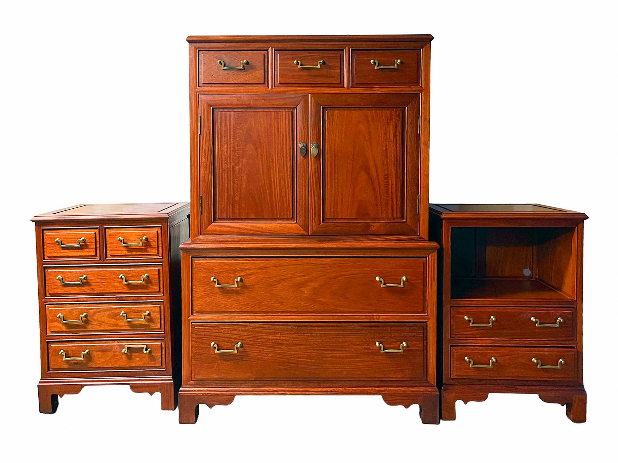 Antique Custom Solid Rosewood Bedroom Furniture Set: 2 Dressers, 2 Night stands, 1 Mirror. Great condition! 