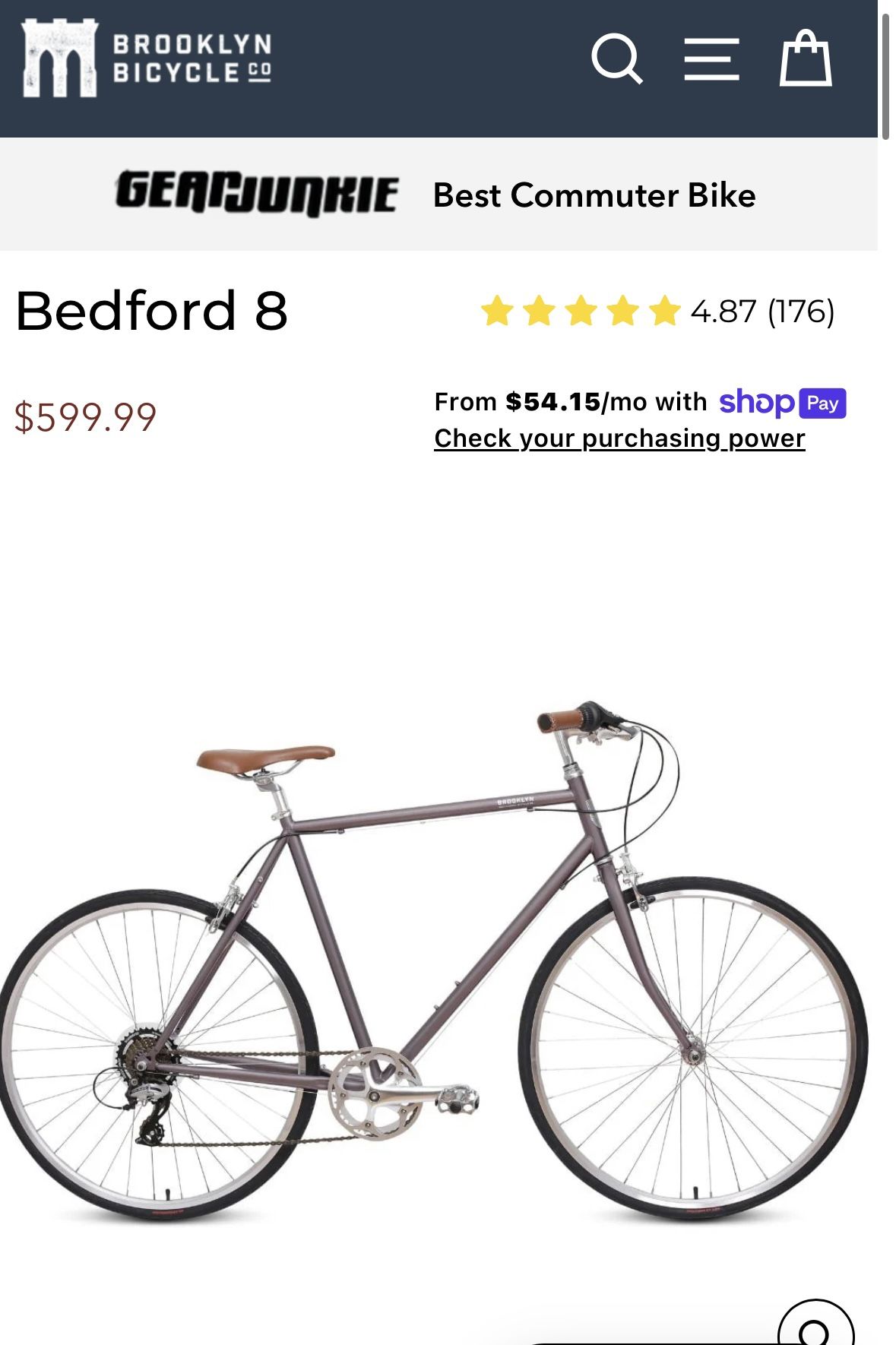 Brooklyn Bedford Bicycle Gray/Silver/Leather