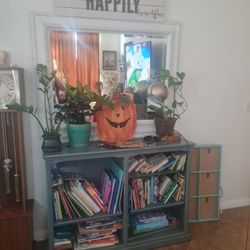 (Obo) Huge White Beveled Mirror Real Wood Frame