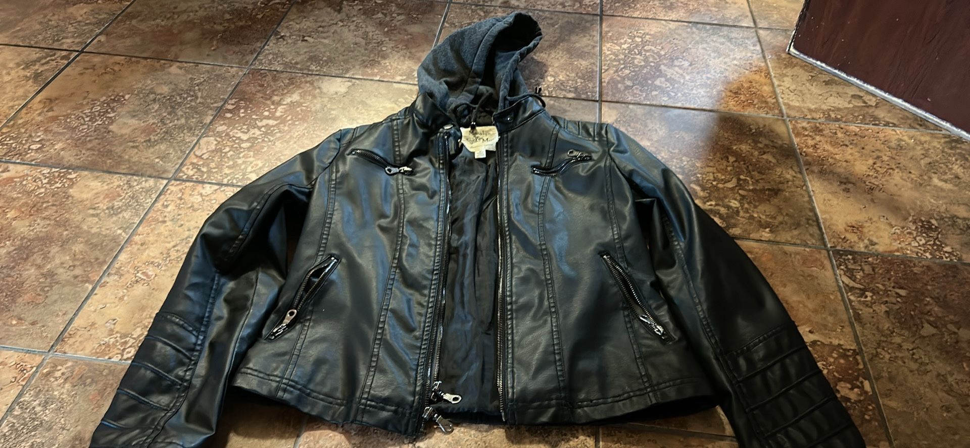 Women’s Leather Hoodie Jacket
