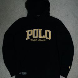 Polo Ralph Lauren Rl 67 Spellout Hoodie Sweatshirt Black & Yellow