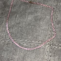 Pink diamiond tennis chain