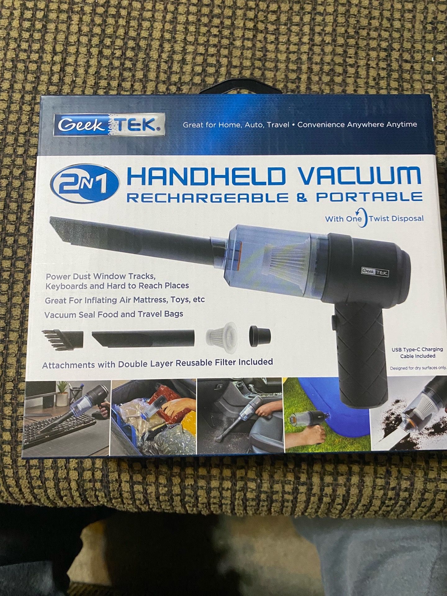Geek Tek 2-in-1 Handheld Vacuum Rechargeable and Portable