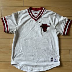 Mitchell & Ness Medium (Sz 40) Chicago Bulls Mesh Baseball Jersey Shirt White NBA 