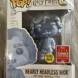 Funko Pop Harry Potter Nearly Headless Nick #62 Glow In The Dark 2018 Summer Con