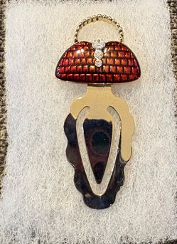 Vintage Liz Claiborne Villager Red Purse Metal Bookmark Clip
