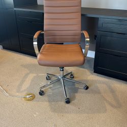 Faux Leather and Chrome Office Chair