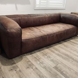 ARTICLE Cigar Genuine Rawhide Leather Sofa Couch. Just Cleaned & Conditioned. In Great Condition. (94”W x 40" Depth).