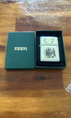 Brand New Zippo Scrimshaw Pirate Ship Lighter Fathers Day Gift