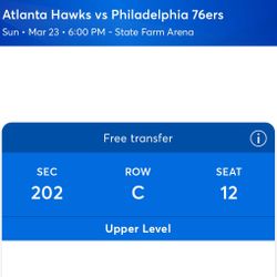 Ticket For tonight’s Atlanta hawks Game!