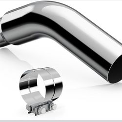 A-KARCK Elbow Exhaust Tip 4" Inlet with a Clamp, Chrome Tailpipe Tip with 4" Inlet 6" Outlet 23" Overall Length, Turn Down Exhaust Tip Chrome Structur