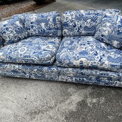 ANTIQUE CHINOISERIE Custom Fabric Sofa On Casters 
