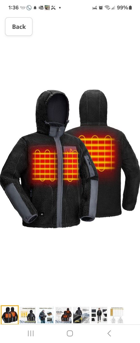 KINGS TREK Heated Jacket Fleece for Men, Windproof Sherpa Heating Coat