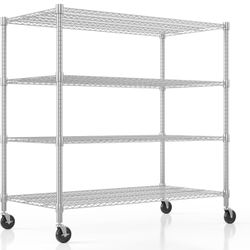 ULINE Four (4) Heavy Duty Metal Shelves for Storage 72”x72”x24”, 4 Tier Storage Racks/Shelving, Commercial Adjustable Wire Shelving Units PLEASE READ 