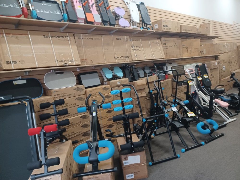 Gym Equipment  Treadmills Excersize Bike  Ab Stimulator  Rowing Machines  SQUAD MACHINE  Vibration Plate.  Brand New 