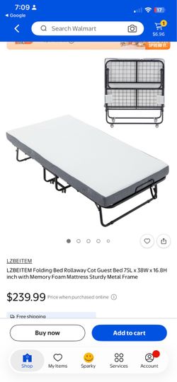 New rollaway bed with memory foam matress