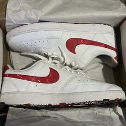 Nike Court Vision Low Swoosh Print Red Size 13