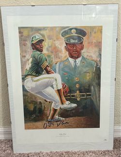 Vida Blue Autographed Rare Military Masterpiece
