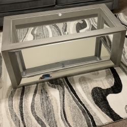 Gray Glass Mirrored Coffee Table