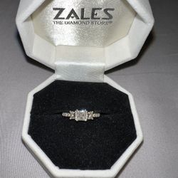 Zales Princess Cut Ring - 1 CT. Past, Present, Future Collection - 14 K White Gold