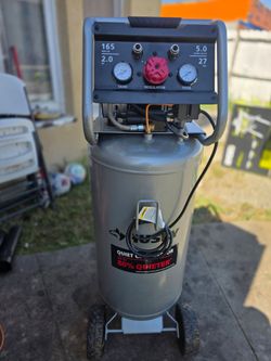Husky
27 Gal.165 PSI Vertical Electric Oil-Free Quiet Auto/Workshop Air Compressor with Dual Gauges and 2-Quick Couplers