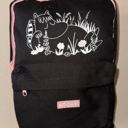 NWT MOOMIN Snorkmaiden Black Fabric Backpack 14” X 10”