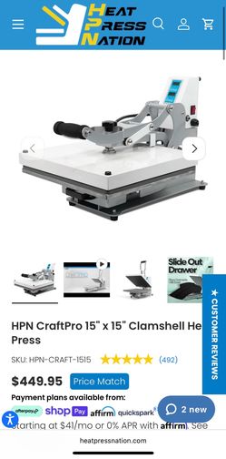 HPN CraftPro 15" x 15" Clamshell Heat Press