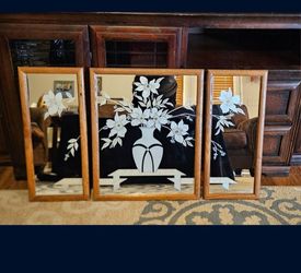 Vintage Engraved Mirror Set