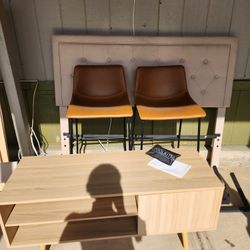 Queen Size Bed Frame ,2 Stools, Tv Stand 