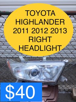 TOYOTA HIGHLANDER 2011 2012 2013 passenger side headlight headlights