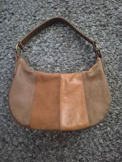 Brown Leather and Suede Hobo Bag
