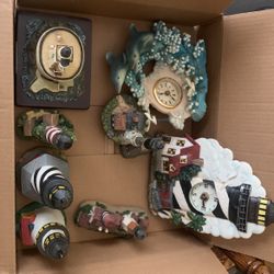 Box Of Light House Knick Nacks Clocks And Decorations