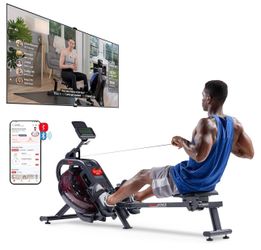 Sunny Health & Fitness Sunny Health & Fitness AquaStrive Series Smart Water Rower, 300LB Capacity Plus Dynamic Hydro Resistance for Home Cardio Workou