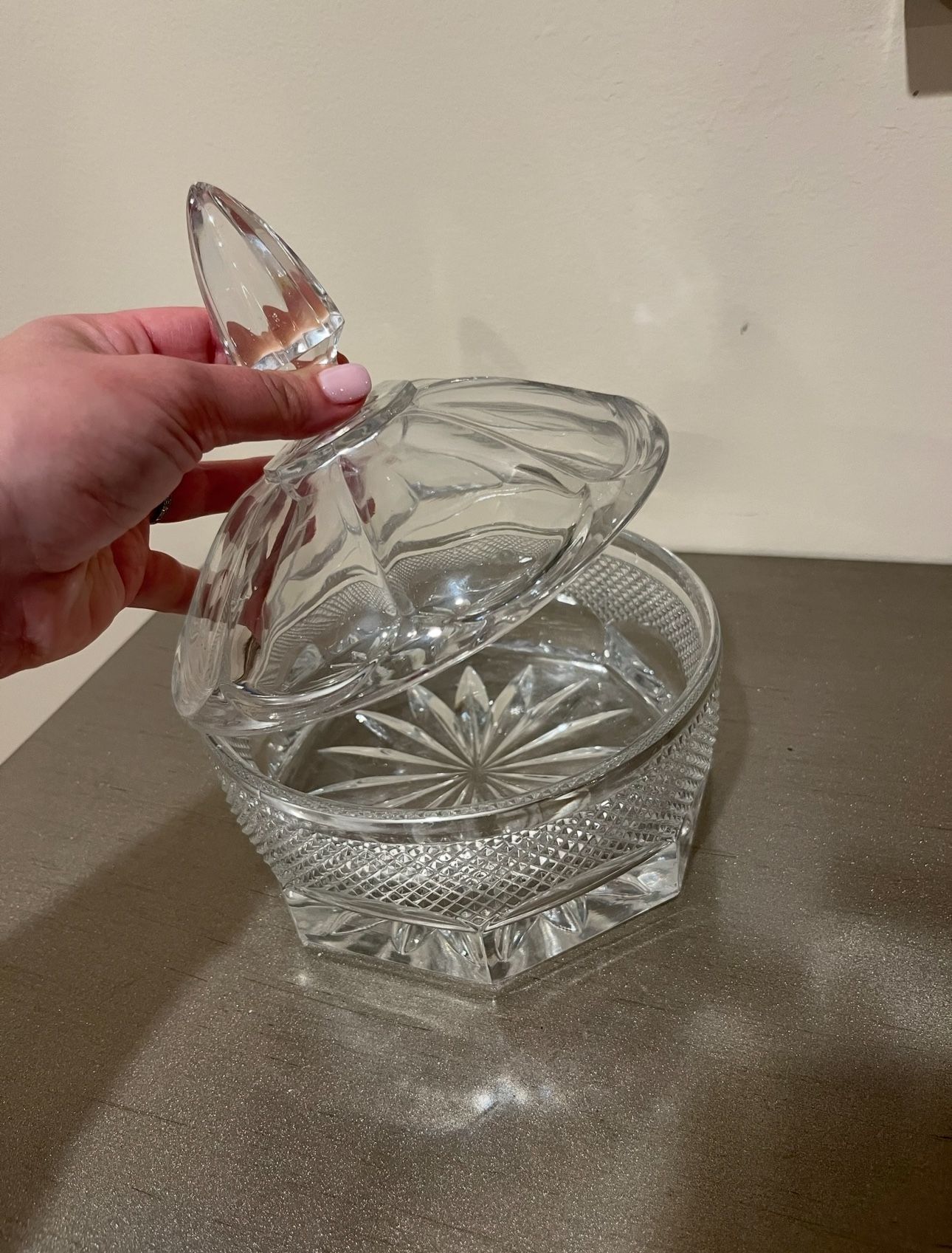 Vintage Clear Crystal Glass Candy Dish