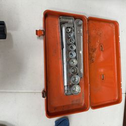 Vintage Tool Box And Ratchet Set
