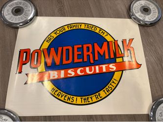Vintage “Powdermilk Biscuits” Poster from A Prairie Home Companion Radio Show 1980’s 22” wide by 17” high Double Sided