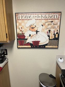 Fat chef This oil on canvas is practically new, bright, Cheerful.
