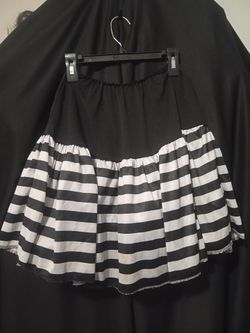 Black and White Striped Mini Skirt Adult Size L
