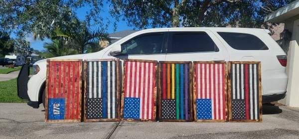 Handmade Wooden American Flags